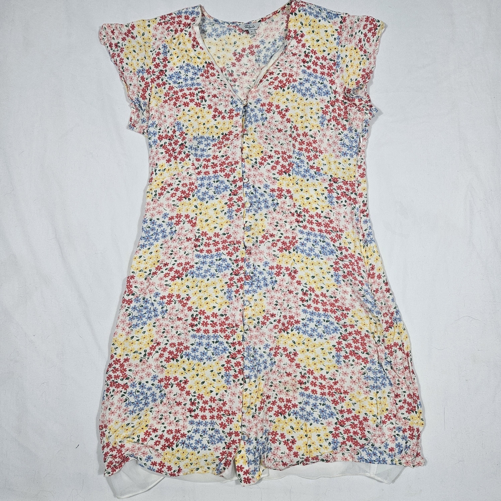 Rails Floral Button-Front Mini Dress — Red, Blue & Yellow